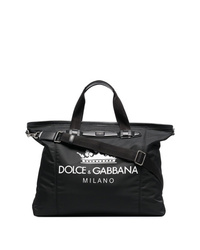 Мужская черно-белая дорожная сумка из плотной ткани с принтом от Dolce & Gabbana