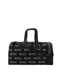 Мужская черно-белая дорожная сумка из плотной ткани от BOSS HUGO BOSS