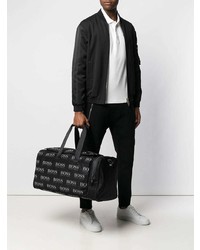 Мужская черно-белая дорожная сумка из плотной ткани от BOSS HUGO BOSS