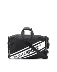 Мужская черно-белая дорожная сумка из плотной ткани от Plein Sport