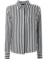 Женская черно-белая классическая рубашка в вертикальную полоску от Bassike