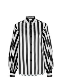 Женская черно-белая классическая рубашка в вертикальную полоску от G.V.G.V.