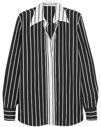 Женская черно-белая классическая рубашка в вертикальную полоску от Miu Miu