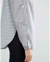 Женская черно-белая классическая рубашка в вертикальную полоску от Asos