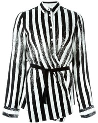 Женская черно-белая классическая рубашка в вертикальную полоску от MM6 MAISON MARGIELA
