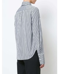 Женская черно-белая классическая рубашка в вертикальную полоску от Tome