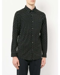 Мужская черно-белая классическая рубашка в горошек от GUILD PRIME