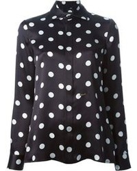 Женская черно-белая классическая рубашка в горошек от DSquared