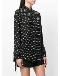 Женская черно-белая классическая рубашка в горошек от Saint Laurent