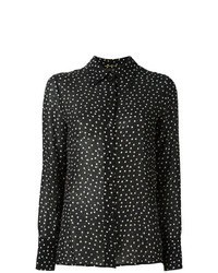 Женская черно-белая классическая рубашка в горошек от Saint Laurent
