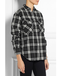 Женская черно-белая классическая рубашка в шотландскую клетку от R 13