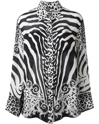 Женская черно-белая классическая рубашка с принтом от Balmain