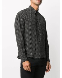 Мужская черно-белая классическая рубашка с принтом от Saint Laurent