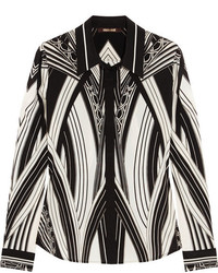 Женская черно-белая классическая рубашка с принтом от Roberto Cavalli