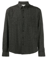 Мужская черно-белая классическая рубашка с принтом от Saint Laurent