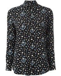 Женская черно-белая классическая рубашка с принтом от Saint Laurent