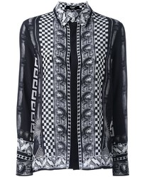 Женская черно-белая классическая рубашка с принтом от Versus