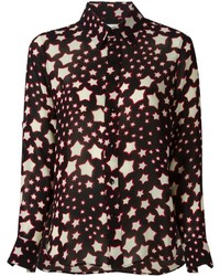 Женская черно-белая классическая рубашка со звездами от Saint Laurent
