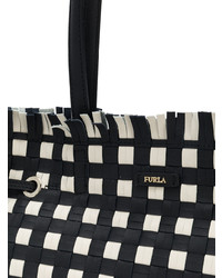 Черно-белая кожаная большая сумка с геометрическим рисунком от Furla