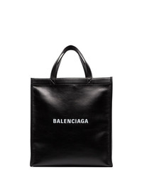 Мужская черно-белая кожаная большая сумка с принтом от Balenciaga