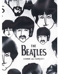 Мужская черно-белая кожаная большая сумка с принтом от The Beatles X Comme Des Garçons