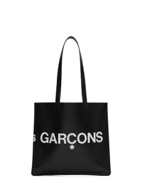 Черно-белая кожаная большая сумка с принтом от Comme des Garcons Wallets