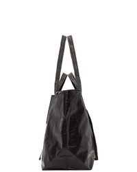 Черно-белая кожаная большая сумка с принтом от Off-White