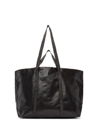 Черно-белая кожаная большая сумка с принтом от Off-White