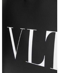 Мужская черно-белая кожаная большая сумка с принтом от Valentino