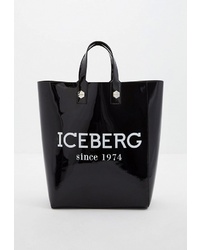 Черно-белая кожаная большая сумка с принтом от Iceberg