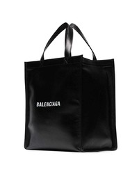 Мужская черно-белая кожаная большая сумка с принтом от Balenciaga