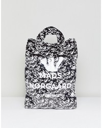 Черно-белая кожаная большая сумка с принтом от Mads Norgaard