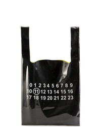 Мужская черно-белая кожаная большая сумка с принтом от Maison Margiela