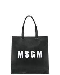 Черно-белая кожаная большая сумка с принтом от MSGM