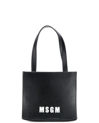 Черно-белая кожаная большая сумка с принтом от MSGM