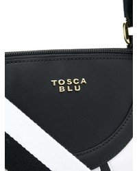 Черно-белая кожаная большая сумка с принтом от Tosca Blu