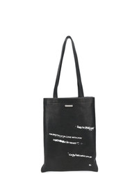 Мужская черно-белая кожаная большая сумка с принтом от Saint Laurent