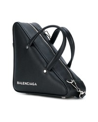 Черно-белая кожаная большая сумка с принтом от Balenciaga