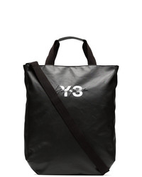 Мужская черно-белая кожаная большая сумка с принтом от Y-3