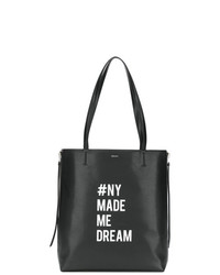 Черно-белая кожаная большая сумка от DKNY