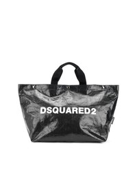 Черно-белая кожаная большая сумка от Dsquared2