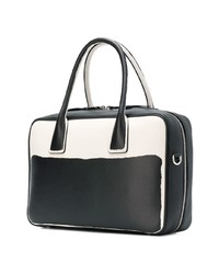 Черно-белая кожаная большая сумка от Prada