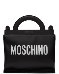 Черно-белая кожаная сумка почтальона с принтом от Moschino