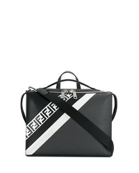 Черно-белая кожаная сумка почтальона с принтом от Fendi