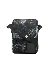 Черно-белая кожаная сумка почтальона с принтом от Lanvin