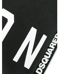 Черно-белая кожаная сумка почтальона с принтом от DSQUARED2