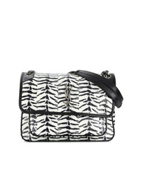 Черно-белая кожаная сумка-саквояж от Saint Laurent