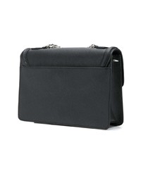 Черно-белая кожаная сумка через плечо с принтом от Karl Lagerfeld