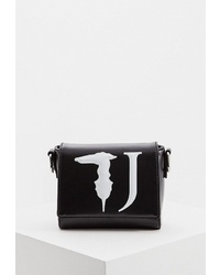 Черно-белая кожаная сумка через плечо с принтом от Trussardi Jeans