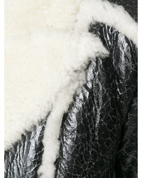 Женская черно-белая короткая дубленка от Balmain